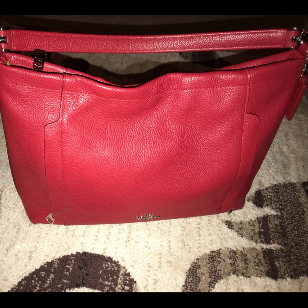 Red Leather Coach Scout Hobo